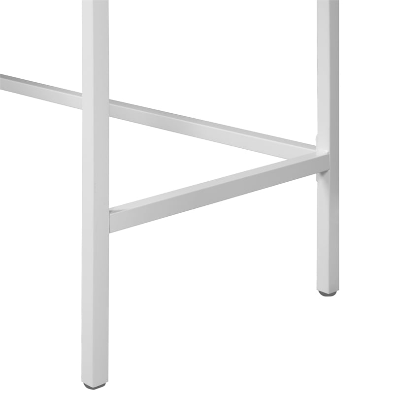 Contempo L-shaped Desk in Campanula White Finish with Metal Steel Frame