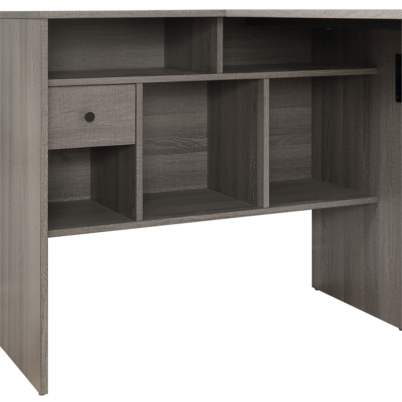 Hagney Lane L-Shape Desk in Farm Oak Gray Finish