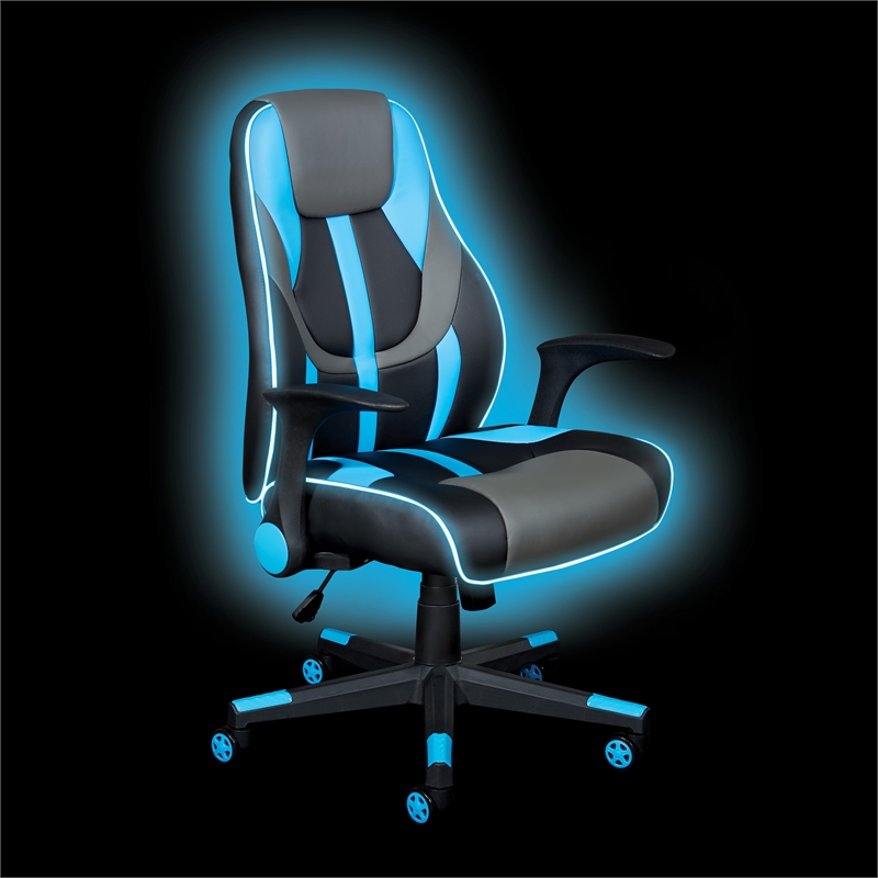 Output Gaming Chair in Black Faux Leather with LED Light