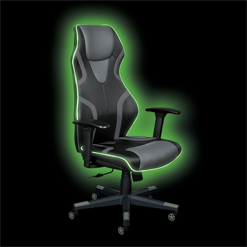 Rogue Gaming Chair in Black Faux Leather with LED Light
