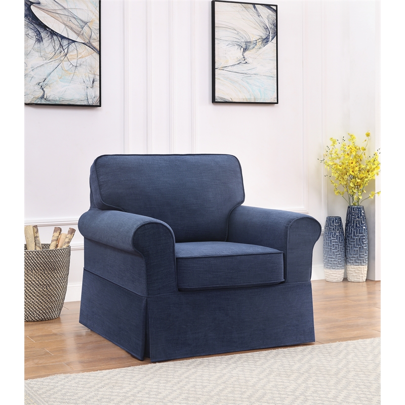 OSP Home Furnishings Ashton Chair with Navy Blue Fabric Slip Cover