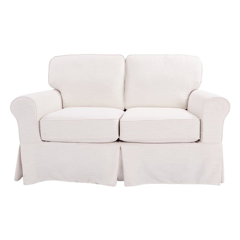 Ashton Loveseat with Ivory Beige Slip Fabric Cover