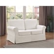 Ashton Loveseat with Ivory Beige Slip Fabric Cover