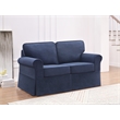 Ashton Loveseat with Navy Blue Fabric Slip Cover