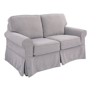 Ashton Loveseat with Fog Gray Fabric Slip Cover