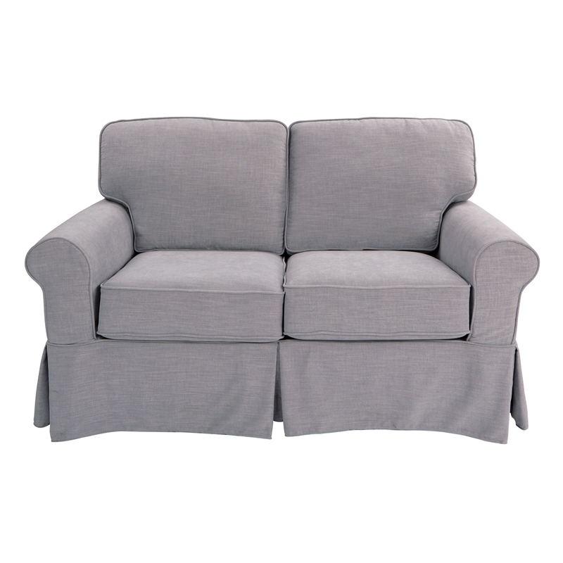 Ashton Loveseat with Fog Gray Fabric Slip Cover