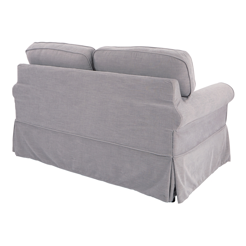 Ashton Loveseat with Fog Gray Fabric Slip Cover