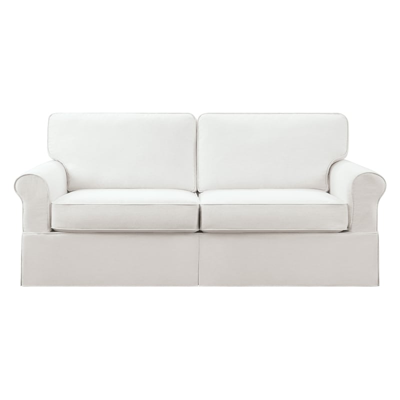OSP Home Furnishings Ashton Slip Cover Sofa in Ivory White Fabric