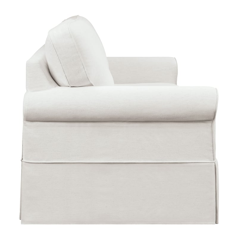 OSP Home Furnishings Ashton Slip Cover Sofa in Ivory White Fabric