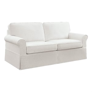 OSP Home Furnishings Ashton Slip Cover Sofa in Ivory White Fabric