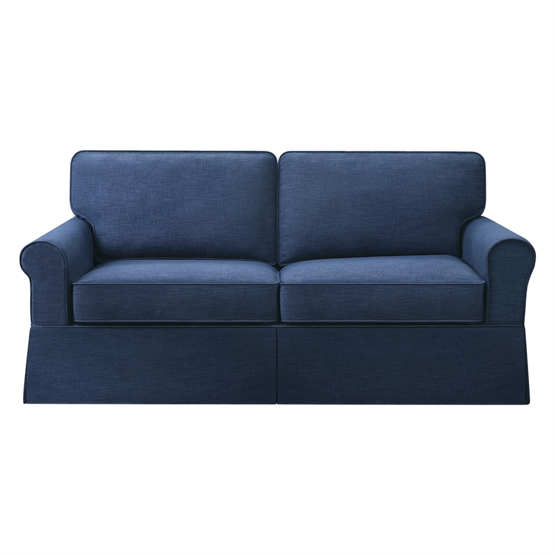 Ashton Slip Cover Sofa in Navy Blue Fabric