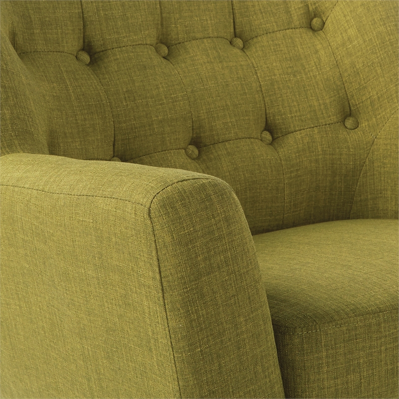 Mill Lane Chair in Green Fabric with Coffee Legs