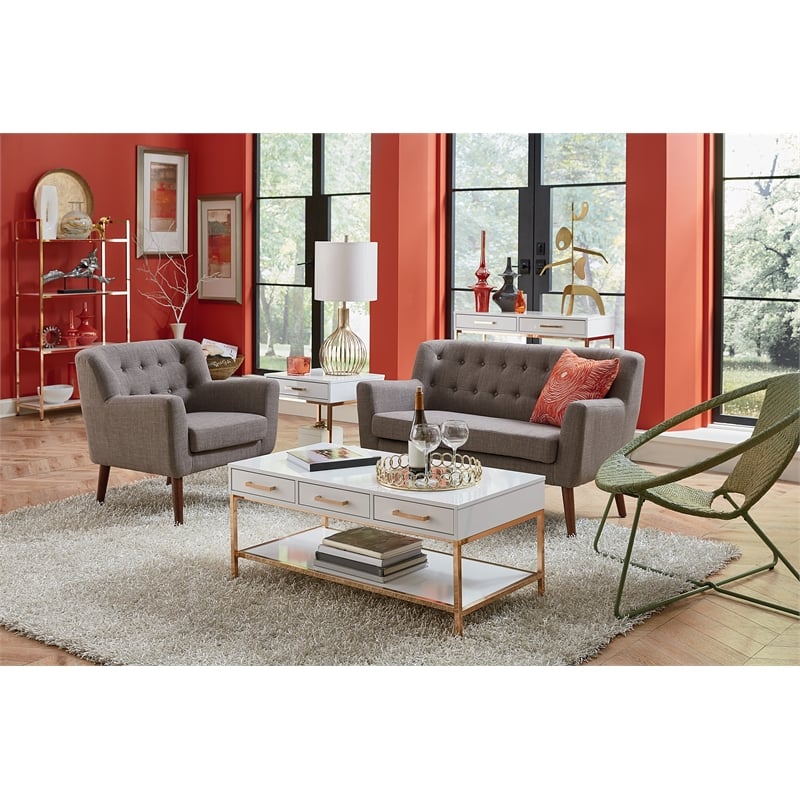 Mill Lane Chair in Cement Gray Fabric with Coffee Legs