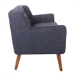 OSP Home Furnishings Mill Lane Loveseat in Navy Blue Fabric with Coffee Legs