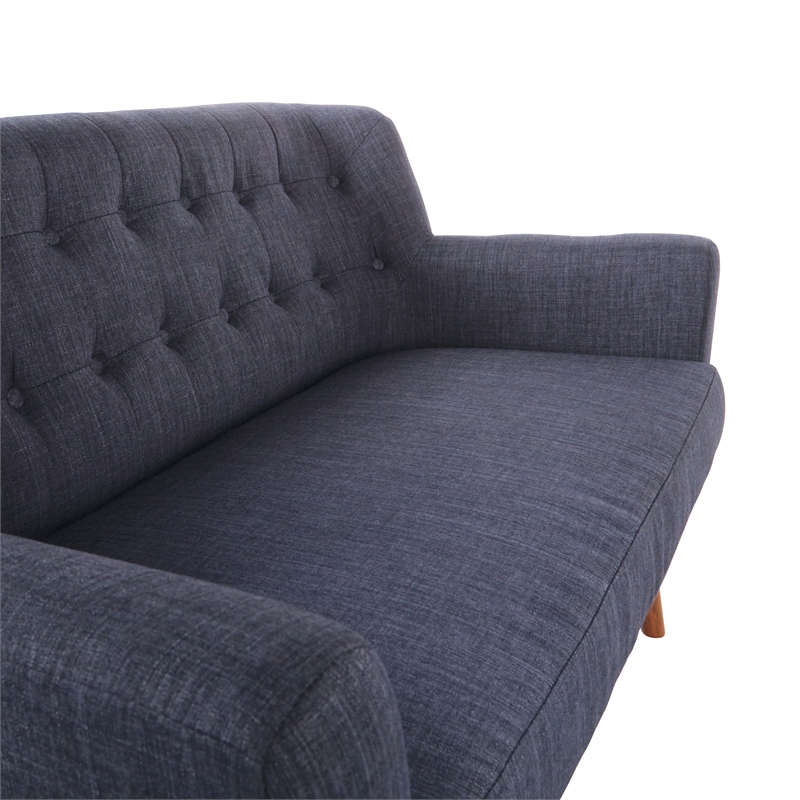 OSP Home Furnishings Mill Lane Loveseat in Navy Blue Fabric with Coffee Legs