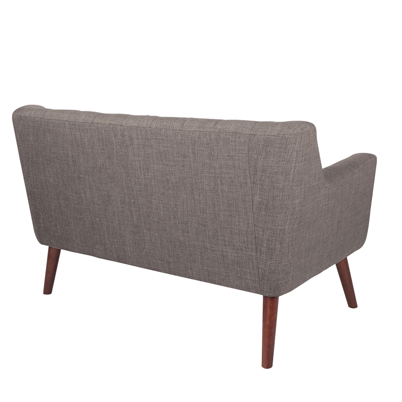 Mill Lane Loveseat in Cement Gray Fabric with Coffee Legs