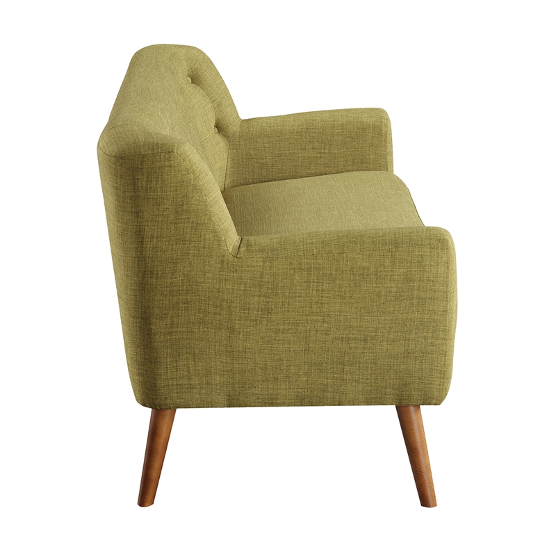 Mill Lane Mid-Century Modern 68 inch Tufted Sofa in Green Fabric