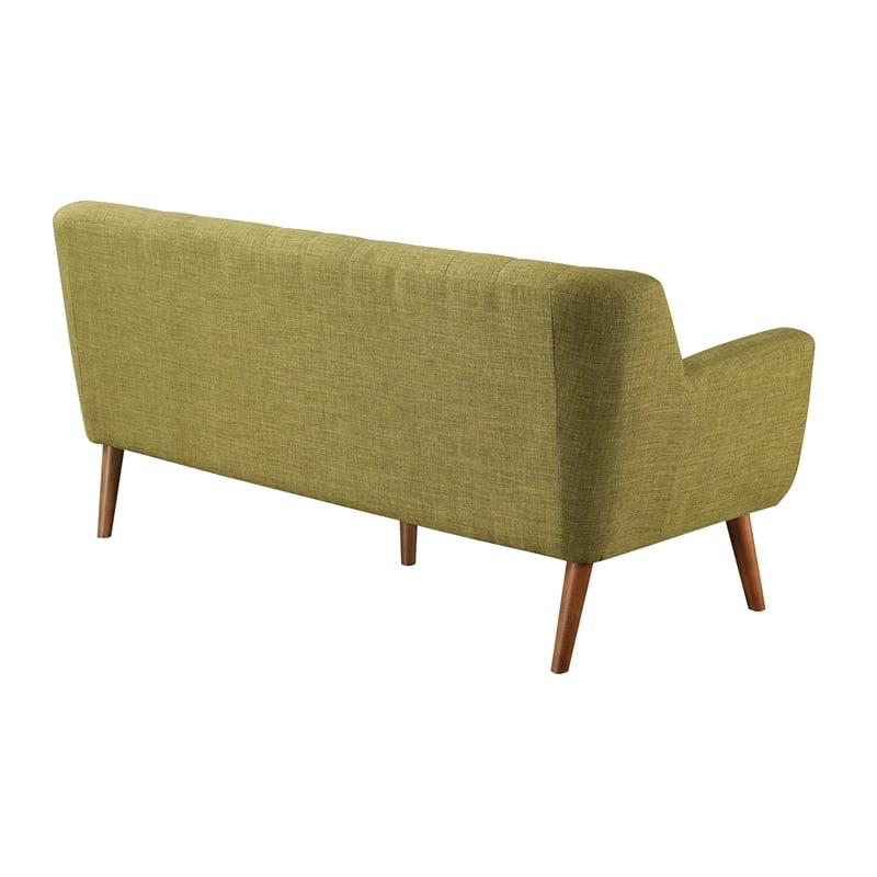 Mill Lane Mid-Century Modern 68 inch Tufted Sofa in Green Fabric