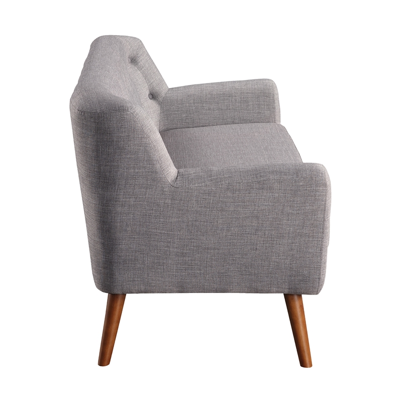 Mill Lane Mid-Century Modern 68 inch Tufted Sofa in Cement Gray Fabric