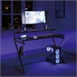 Emulator Battlestation Black Gaming Desk in Engineered Wood with RGB LED Lights