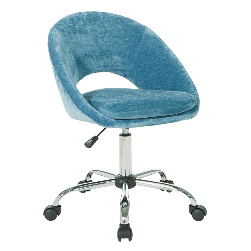 Milo Height Adjustable Home Office Chair in Micro-Fiber Blue Velvet