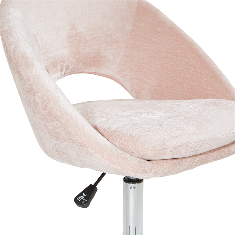 Milo Height Adjustable Home Office Chair in Micro-Fiber Blush Pink Velvet