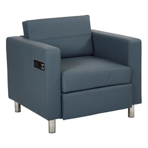Atlantic chair with Single Charging Station in Dillon Blue Fabric