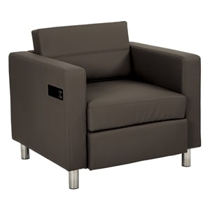 Atlantic chair with Single Charging Station in Dillon Graphite Brown Fabric