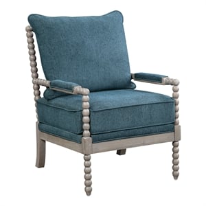 Abbot Chair in Azure Blue Fabric with Brushed Gray Base