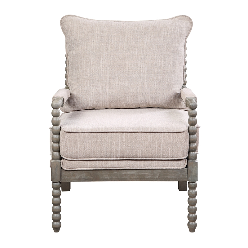 Abbot Chair in Linen Beige Fabric with Brushed Gray Base