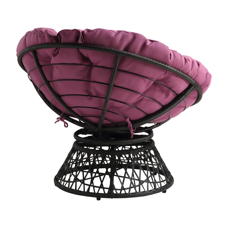 Papasan Chair with Purple cushion and Gray Wicker Resin Frame