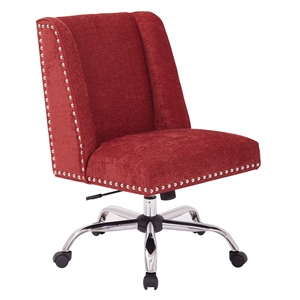 alyson fabric managers chair with silver nail heads and chrome base