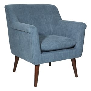 Dane Accent Chair in Blue Steel fabric with a Dark Coffee Finish Legs