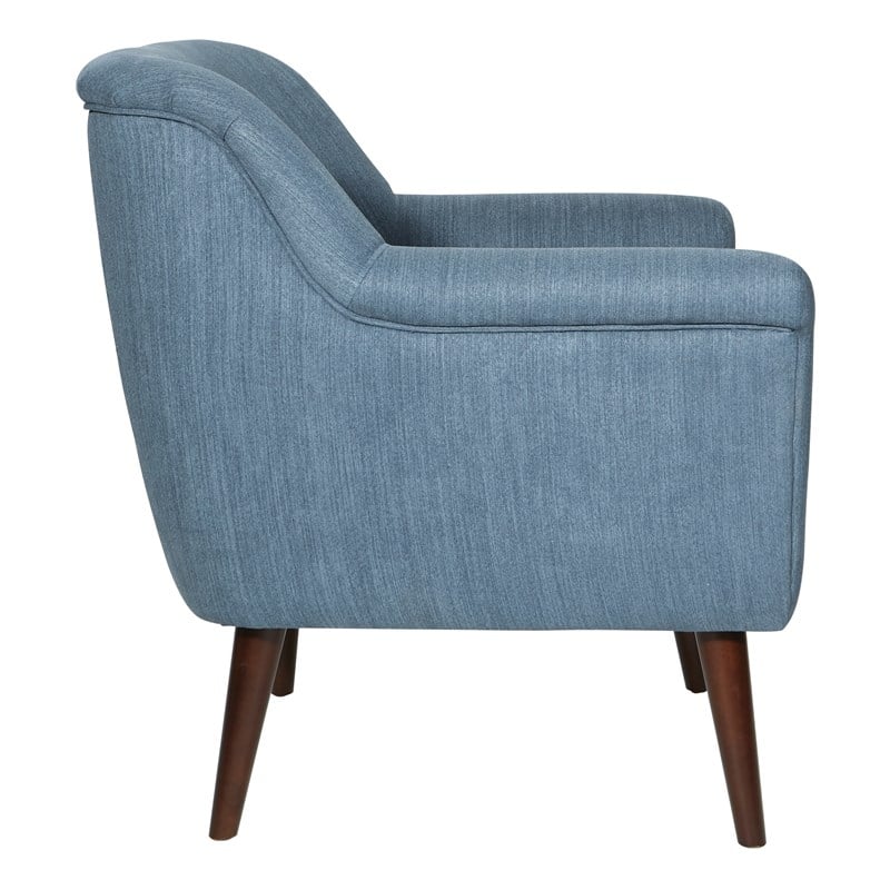 Dane Accent Chair in Blue Steel fabric with a Dark Coffee Finish Legs
