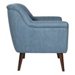 Dane Accent Chair in Blue Steel fabric with a Dark Coffee Finish Legs