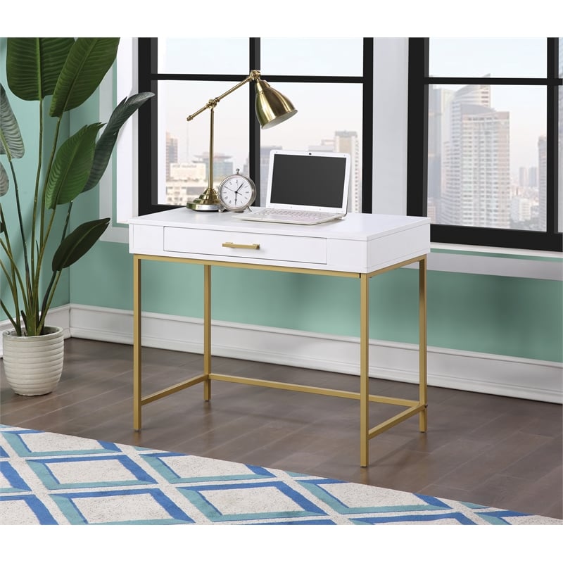 white with gold legs desk