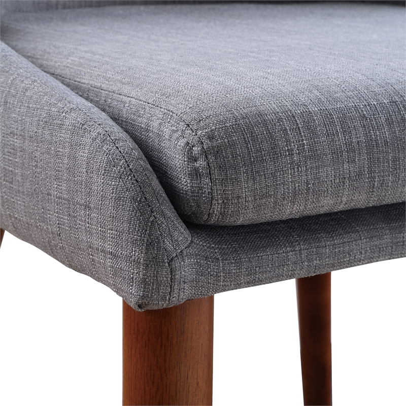 Palmer Mid-Century Modern Fabric Dining Accent Chair in Dove Gray Fabric 2 Pack