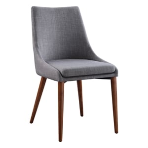 Palmer Mid-Century Modern Fabric Dining Accent Chair in Dove Gray Fabric 2 Pack