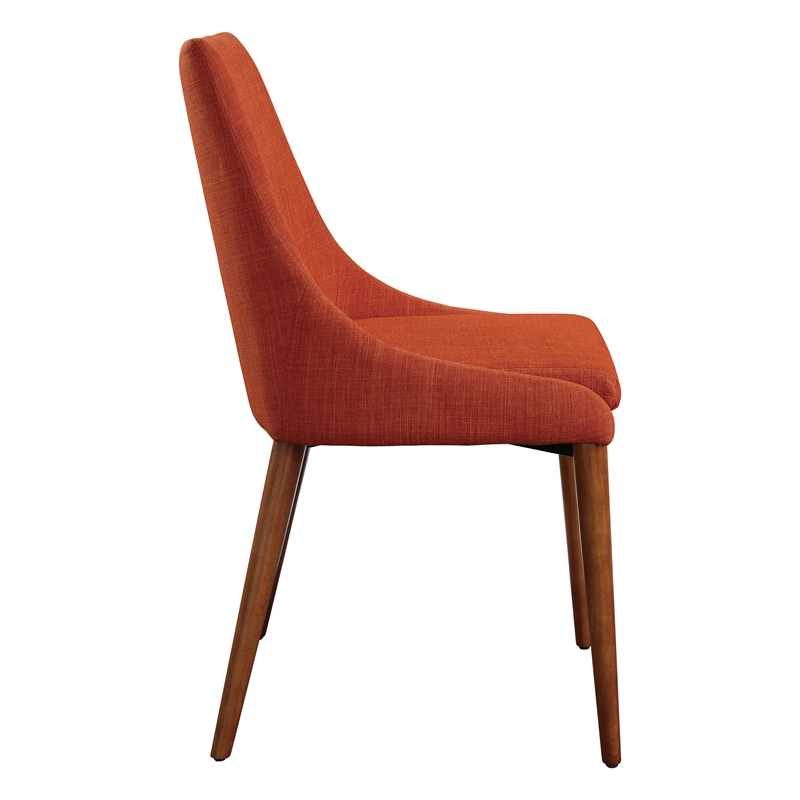 Palmer Mid-Century Modern Fabric Dining Accent Chair in Tangerine Orange 2 Pack