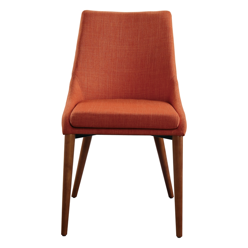 Palmer Mid-Century Modern Fabric Dining Accent Chair in Tangerine Orange 2 Pack