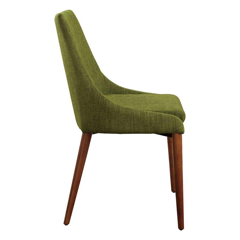 Palmer Mid-Century Modern Fabric Dining Accent Chair in Green Fabric 2 Pack