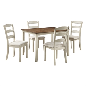 West Lake 47 in 5-pc. Wood Dining Table Set With Tobacco Top and Cream Base