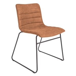 Halo Stacking Chair in Sand Brown Faux Leather with Black Base 2 Pack
