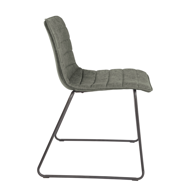 Halo Stacking Chair in Olive Green Faux Leather with Black Base 2 Pack