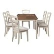 West Lake 7 pc Wood Dining Table Set Tobacco Finish Top and Cream Base
