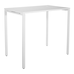 42&quot High Writing Desk with White Laminate Top and White Finish Metal Legs