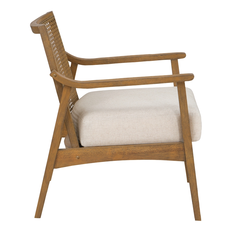Alania Armchair in Linen Beige Fabric Coastal Wash Finish