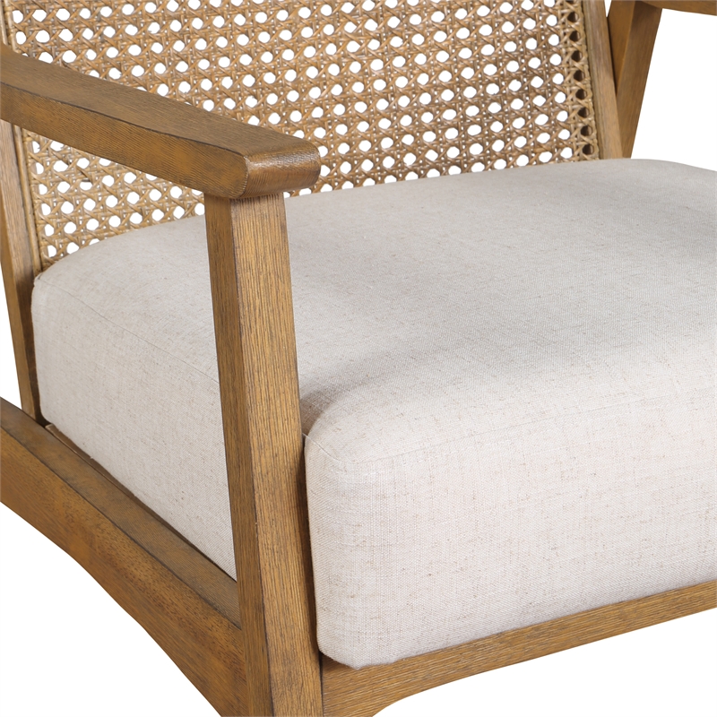 Alania Armchair in Linen Beige Fabric Coastal Wash Finish