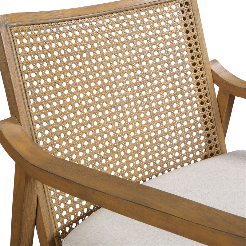 Alania Armchair in Linen Beige Fabric Coastal Wash Finish