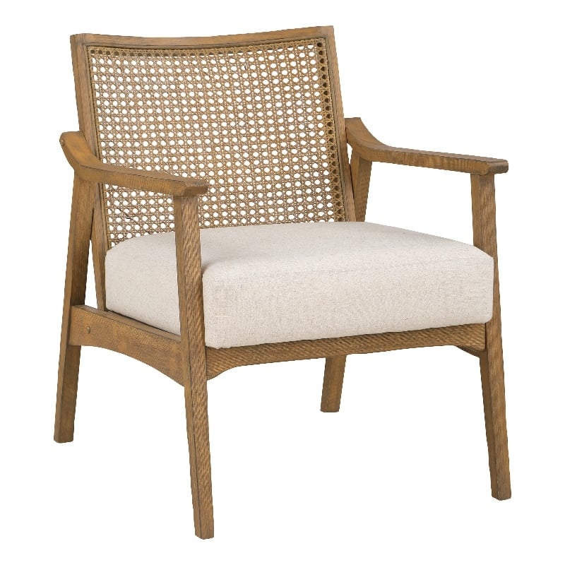 Alania Armchair in Linen Beige Fabric Coastal Wash Finish